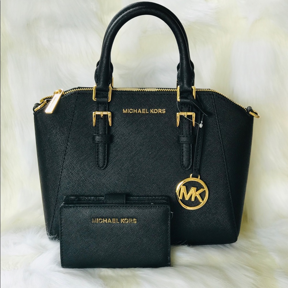 NWT Michael Kors Ciara Medium Satchel Wallet Set